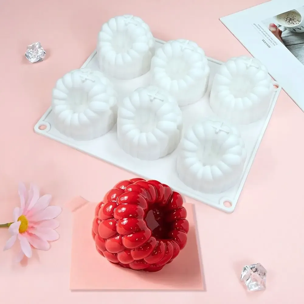 Moule en silicone alimentaire en forme de framboise, réutilisable, 6 cavités, sans BPA, résistant à la chaleur 2