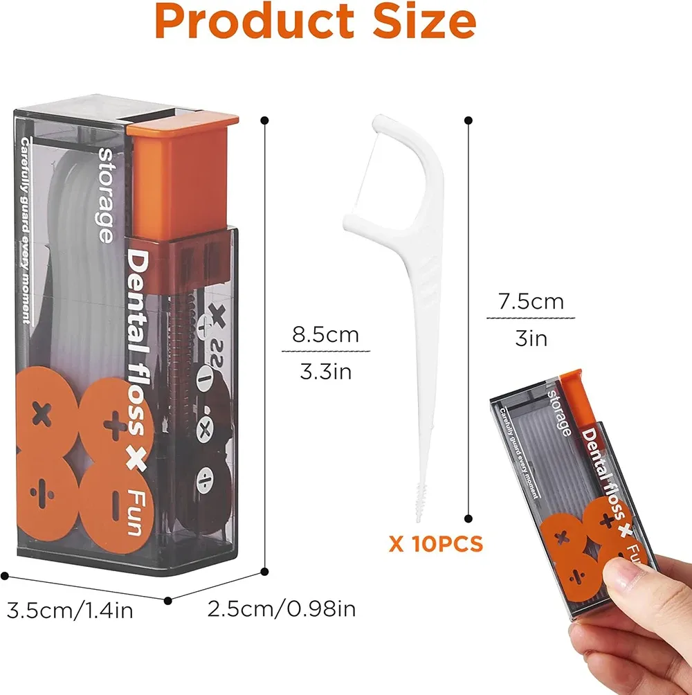 Distributeur automatique de fil dentaire à ressort, boîte de rangement portable avec 10 recharges, accessoire d'hygiène bucco-dentaire 10