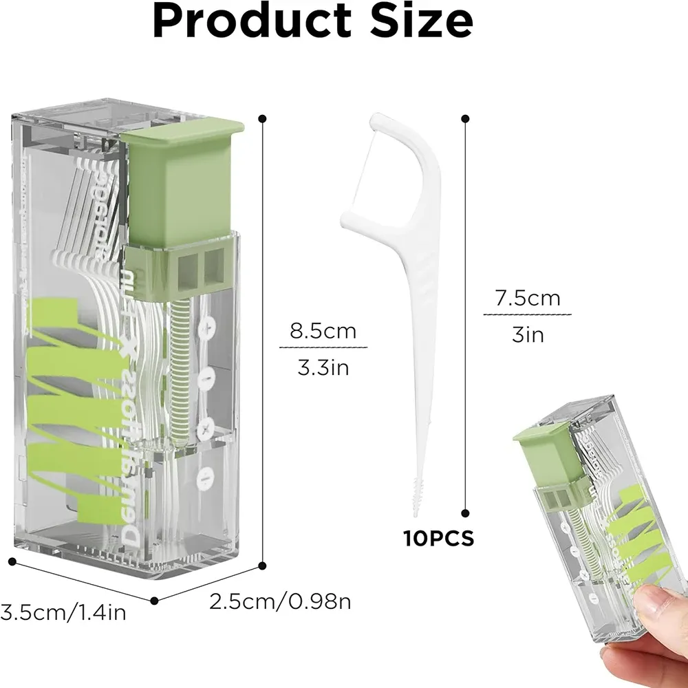 Distributeur automatique de fil dentaire à ressort, boîte de rangement portable avec 10 recharges, accessoire d'hygiène bucco-dentaire 9
