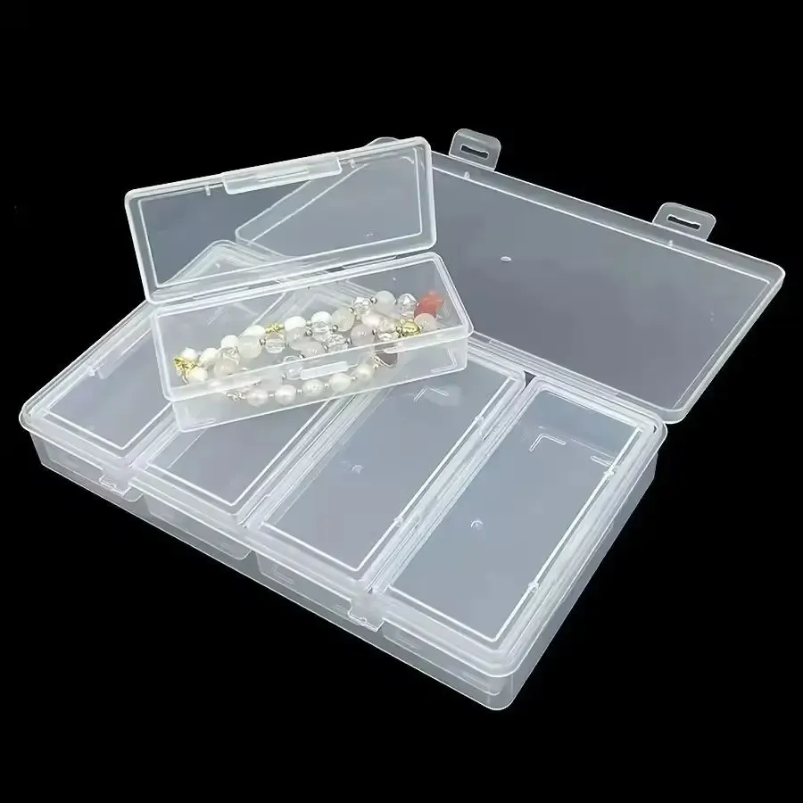 Boîte de rangement transparente avec 4 séparateurs réglables pour fournitures d'artisanat et de couture 3