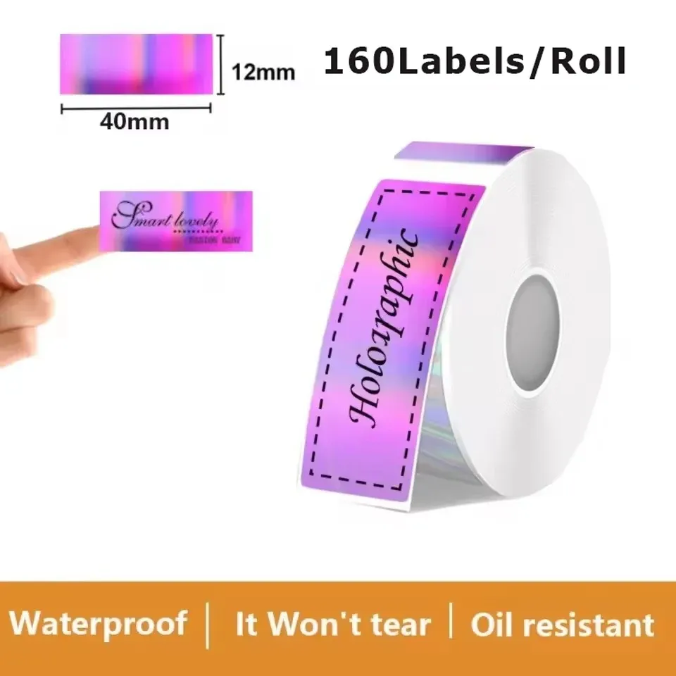Imprimante d'étiquettes autocollantes P15, 12 x 40 mm, papier thermique, 160 étiquettes/rouleau, compatible Phomemo D30, Marklife P12, P11, Labelle 34