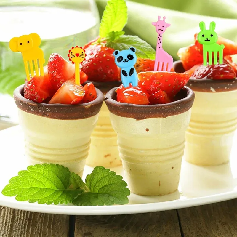 Lot de 48 à 104 mini fourchettes à fruits en silicone pour enfants, accessoires pour boîte bento et boîte à goûter 4