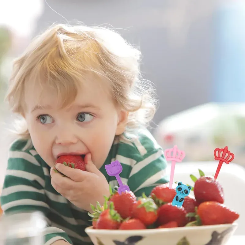 Lot de 48 à 104 mini fourchettes à fruits en silicone pour enfants, accessoires pour boîte bento et boîte à goûter 5