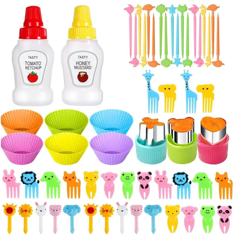 Lot de 48 à 104 mini fourchettes à fruits en silicone pour enfants, accessoires pour boîte bento et boîte à goûter 19