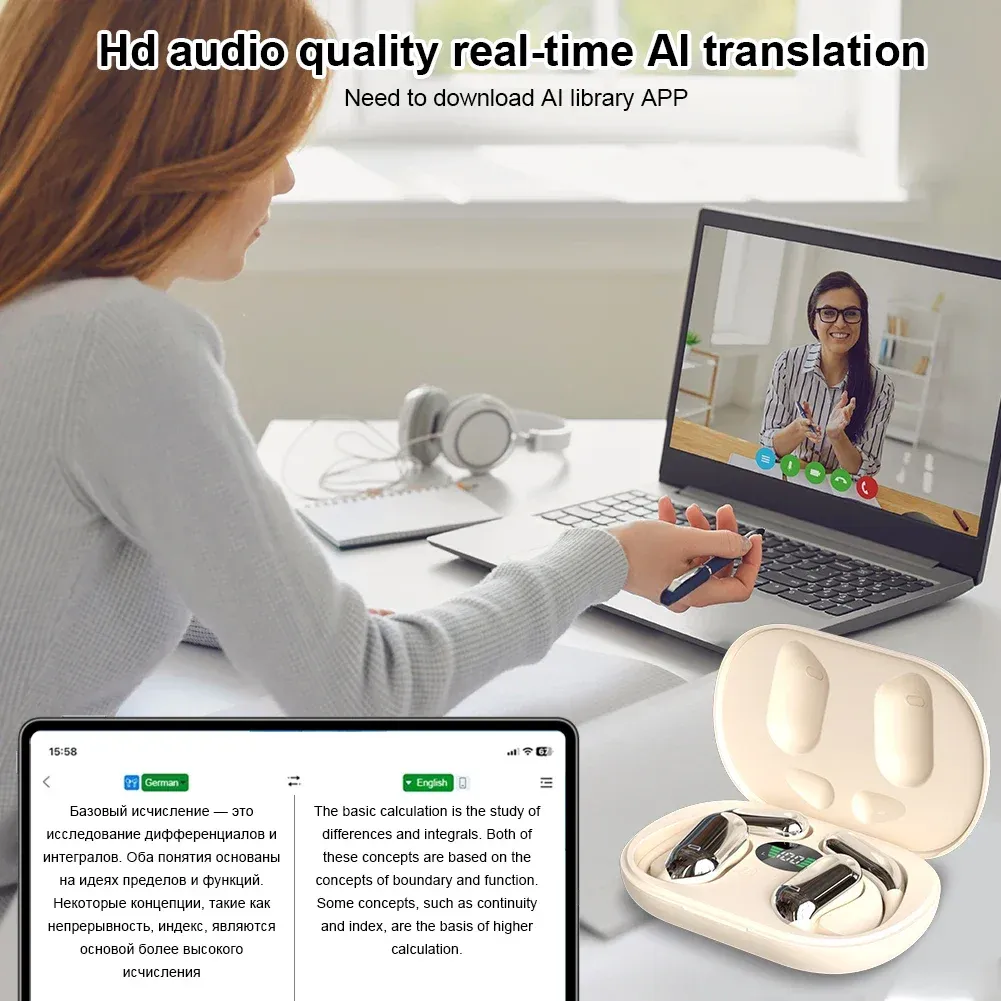 Écouteurs traducteurs IA 3 en 1 avec réduction de bruit et Bluetooth 5.3, 144 langues 6