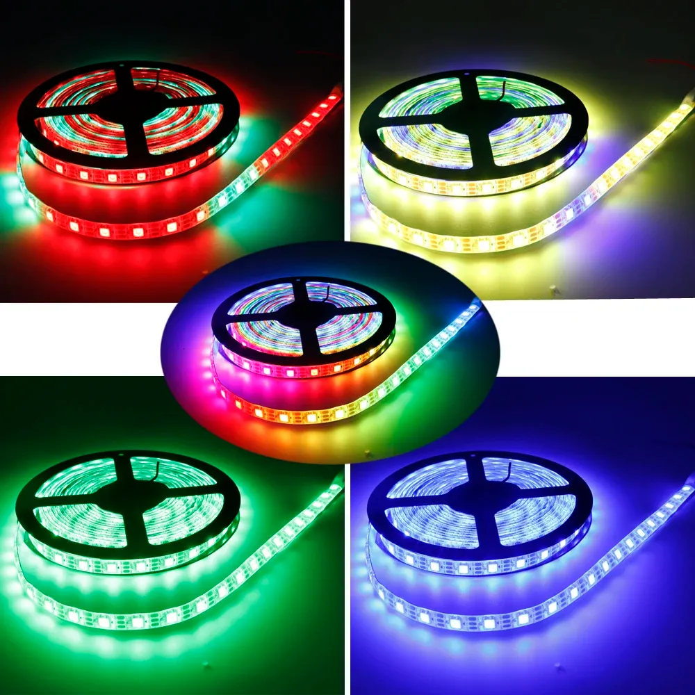 Bande lumineuse LED RGB adressable WS2812B 5050, DC5V, 30/60/74/96/144 LED/m, IP30/IP65/IP67 5