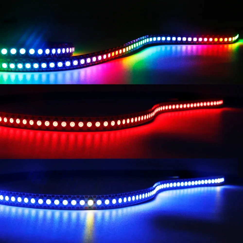 Bande lumineuse LED RGB adressable WS2812B 5050, DC5V, 30/60/74/96/144 LED/m, IP30/IP65/IP67 6