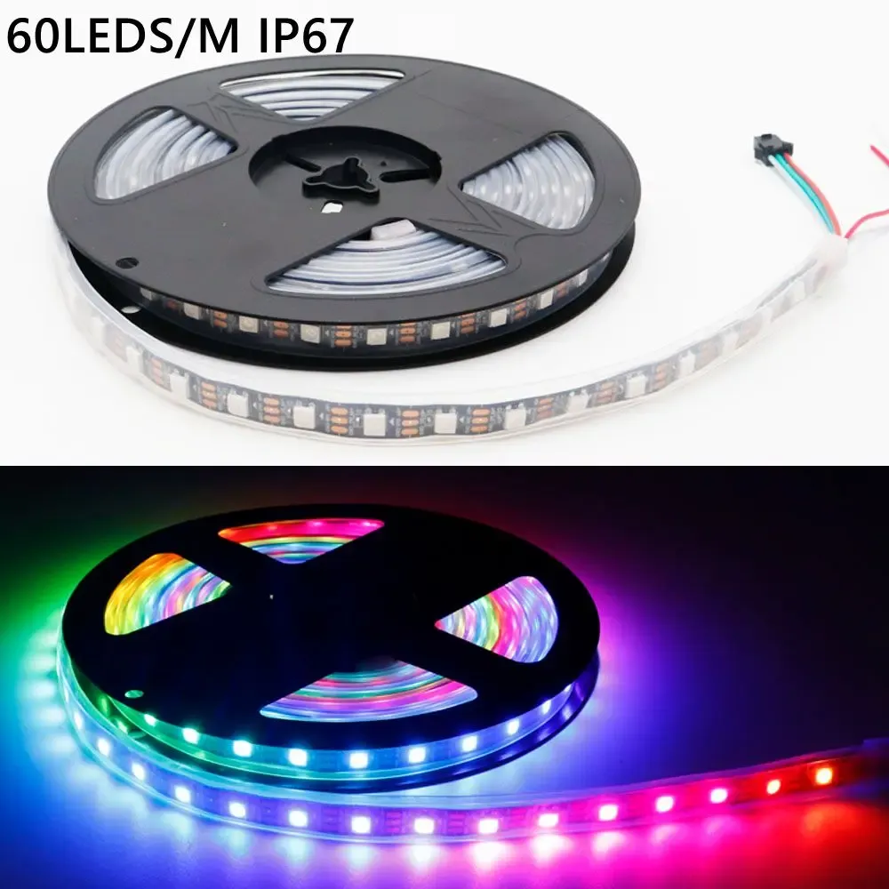 Bande LED RVB, gros plan sur la lumière diffusée