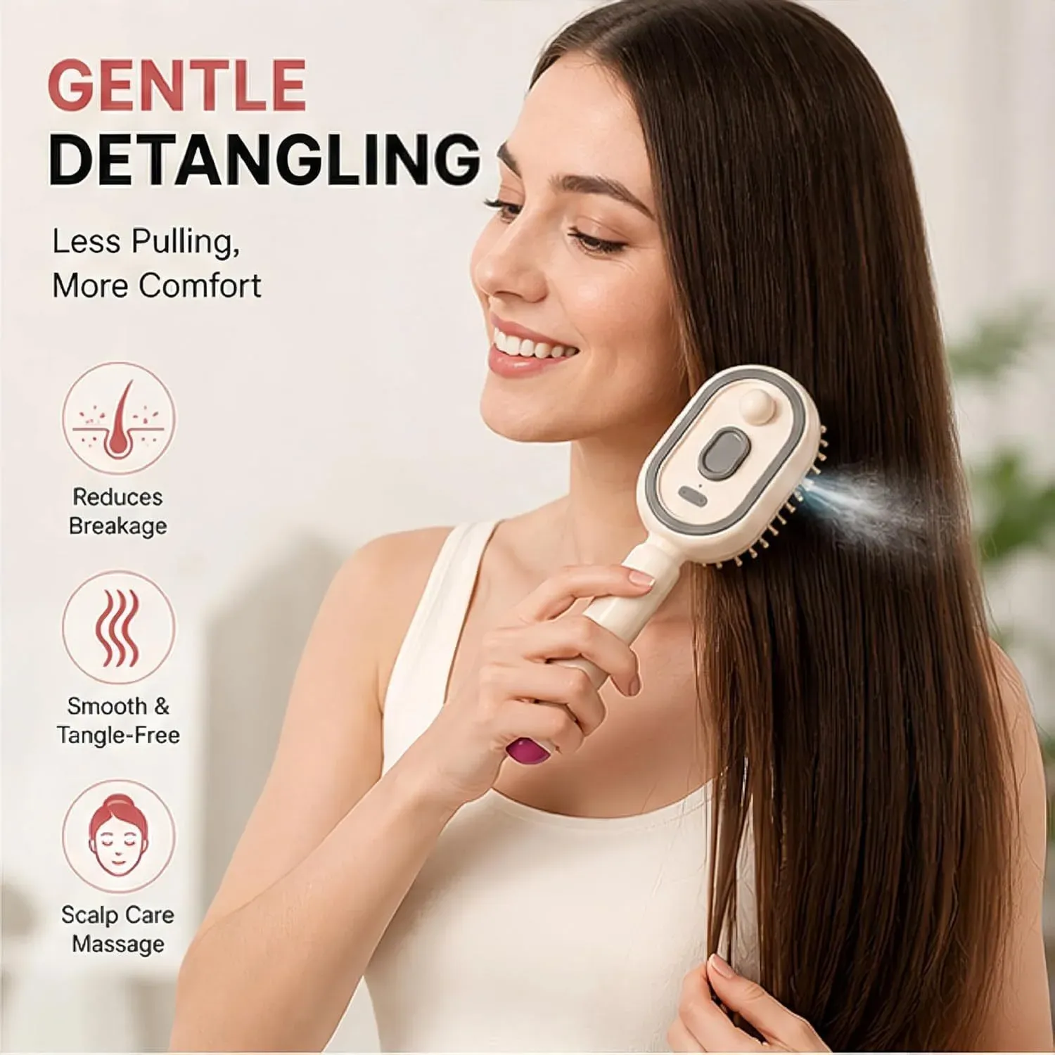 Peigne de massage électrique à coussin d'air en situation d'utilisation