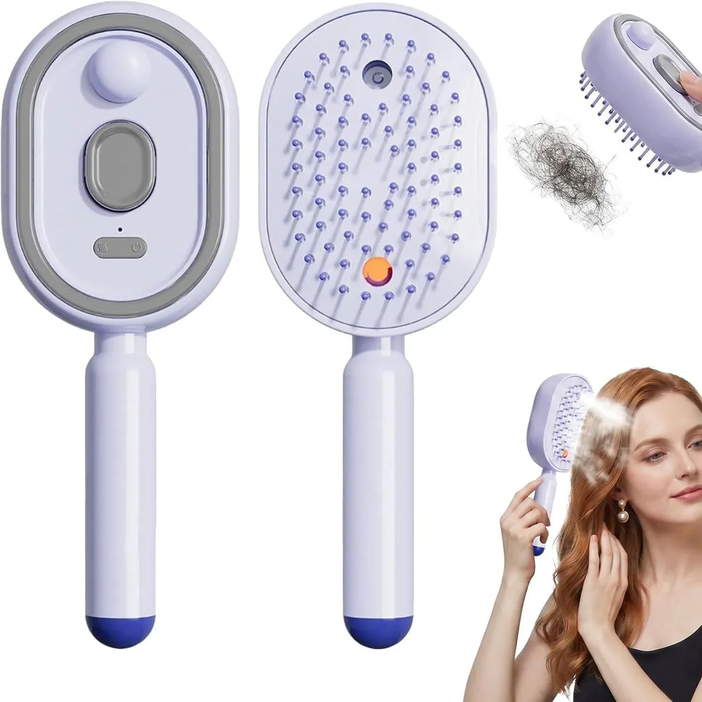 Peigne démêlant électrique à coussin d'air 3-en-1 autonettoyant, pour cheveux secs et crépus, brillance soyeuse 7