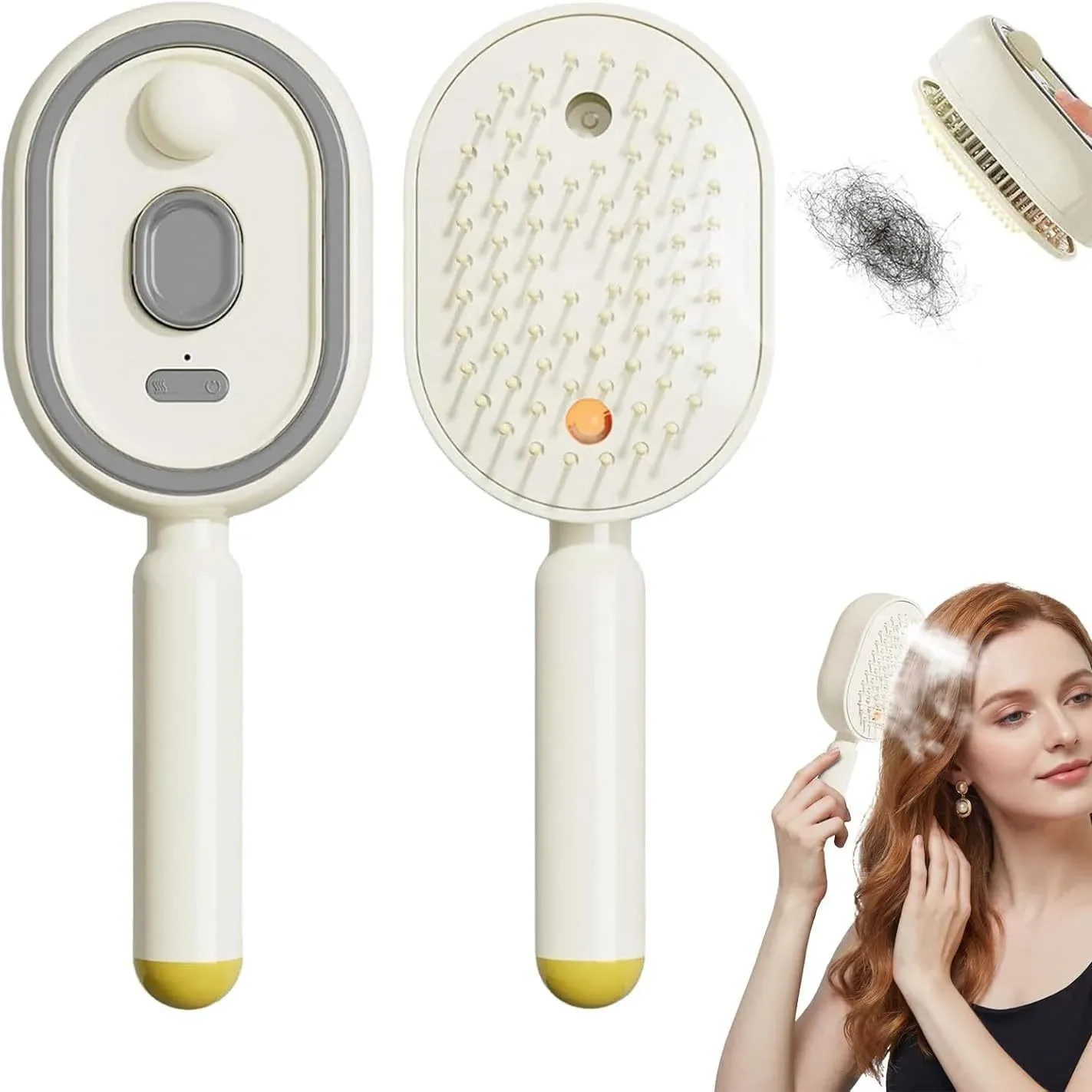 Peigne démêlant électrique à coussin d'air 3-en-1 autonettoyant, pour cheveux secs et crépus, brillance soyeuse 8