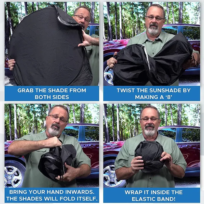 Pare-soleil de pare-brise pour voiture avec rangement, matériau durable et protection contre la chaleur 4