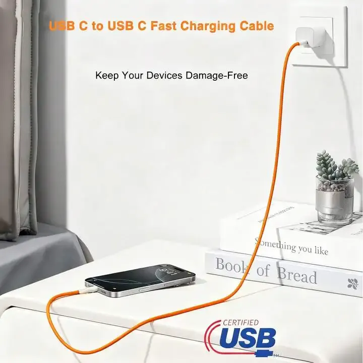Détail du câble de charge tressé en nylon