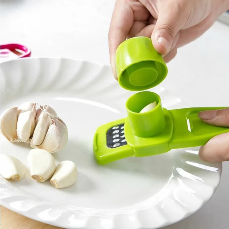 Mini broyeur à ail créatif, presse-ail de cuisine, écraseur d'ail manuel, gadget de cuisine vert, 1 pack 3