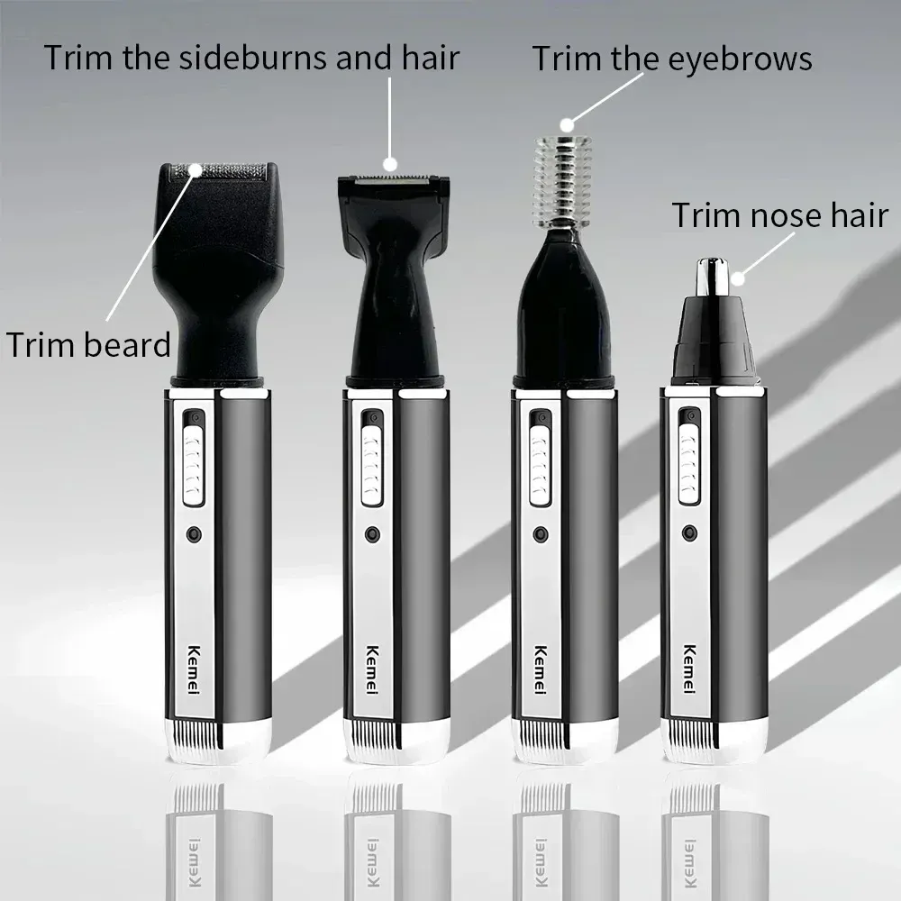 Tondeuse 4 en 1 Kemei KM-6630 pour nez, sourcils, barbe et cheveux, rasoir électrique rechargeable avec lame de précision pour les tempes 3