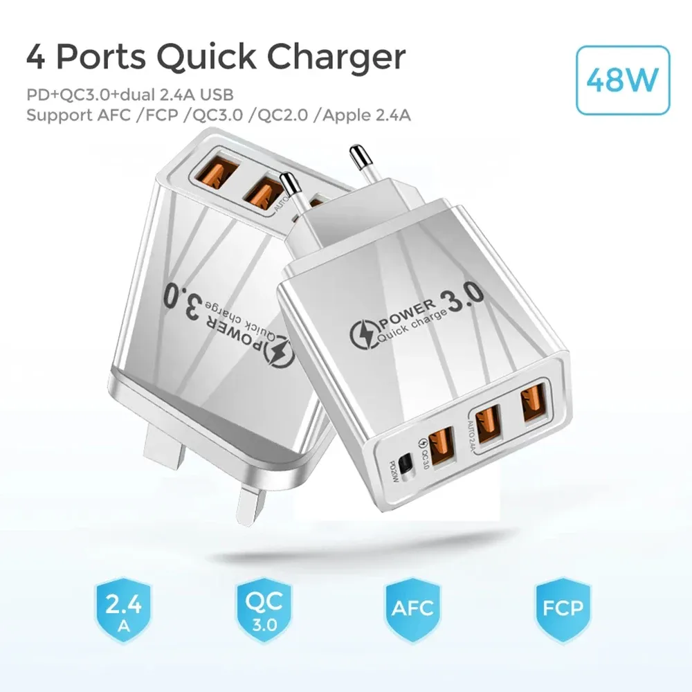 Chargeur mural USB-C, ports de charge