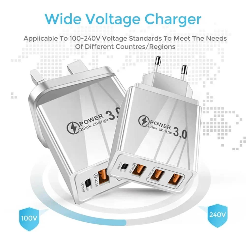Chargeur mural USB-C à ports multiples, vue d'ensemble