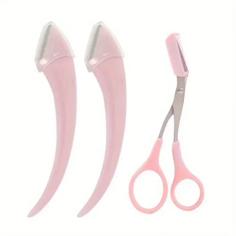Ensemble de tondeuse à sourcils 3 pièces : ciseaux, peigne et rasoir en acier inoxydable 7