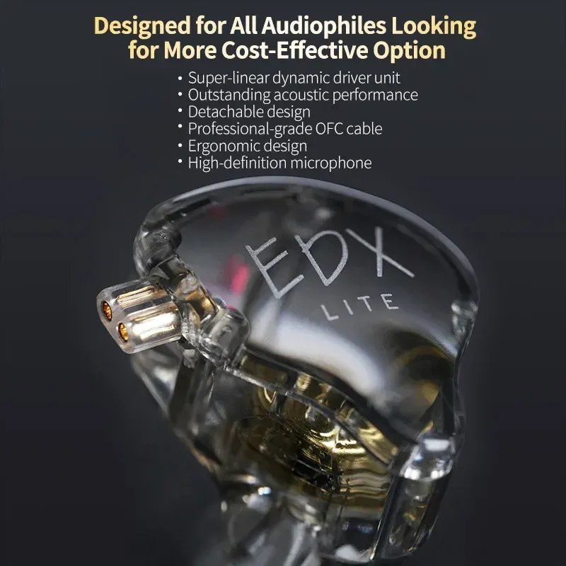 KZ EDX Lite Écouteurs intra-auriculaires HiFi à basses renforcées, écouteurs stéréo pour la musique, intra-auriculaires de scène pour concerts, casque de jeu et de sport 4
