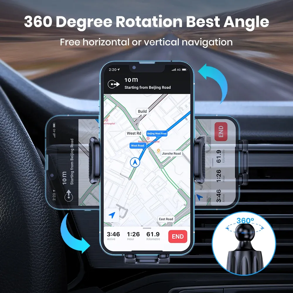 Support de téléphone universel pour voiture, support gravité à clip pour grille d'aération, compatible smartphone 5