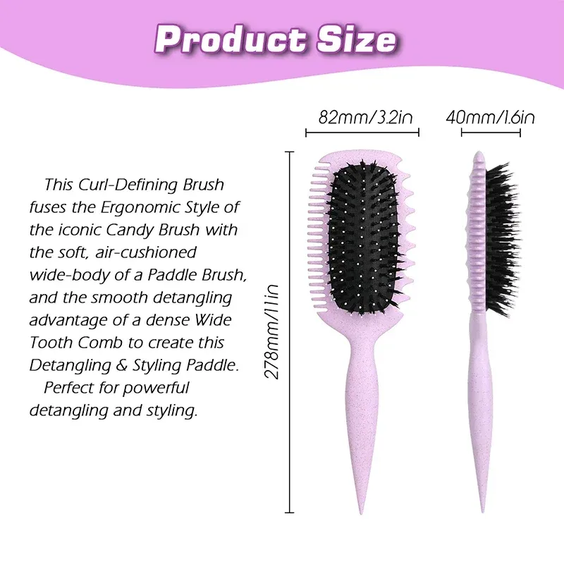 Brosse de définition des boucles pour femmes, pour démêler et façonner les boucles en réduisant la traction 6