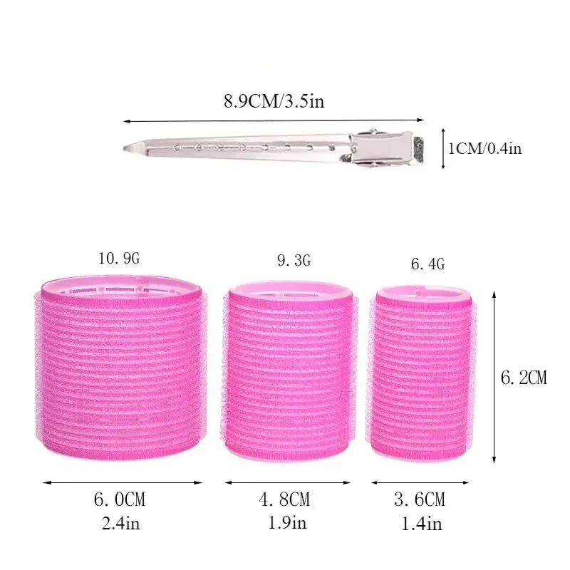 28 pièces Ensemble de bigoudis auto-agrippants sans chaleur, rouleaux pour cheveux en 3 tailles, outils de coiffure pour salon 4