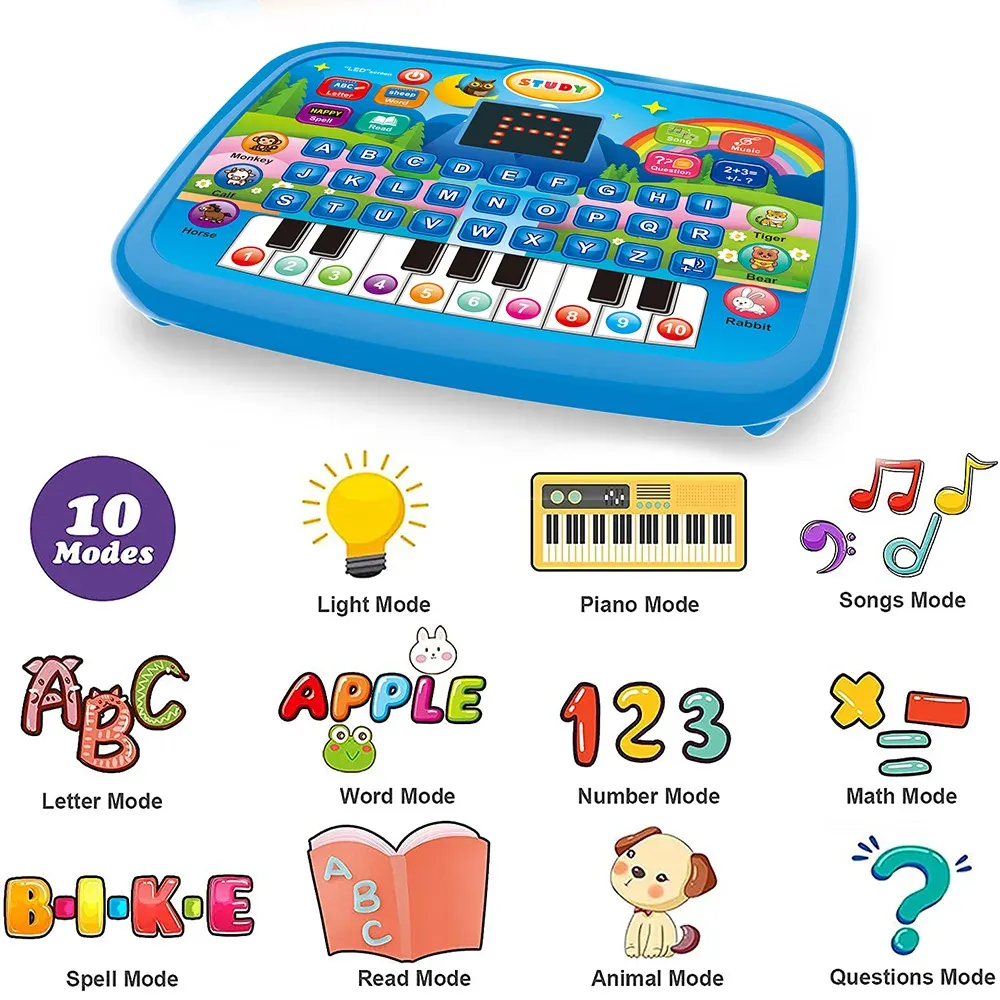 Tablette éducative pour enfants dès 3 ans, apprentissage de la musique et des mathématiques, double clavier électronique 2