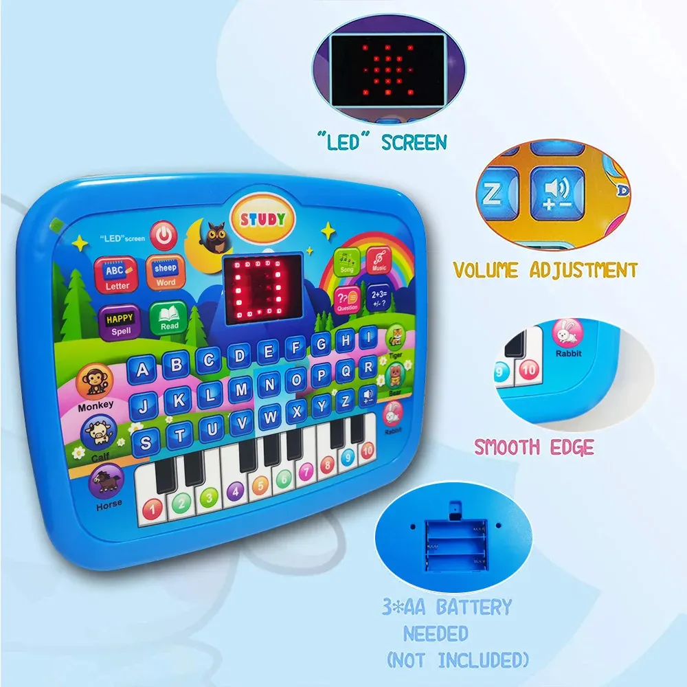 Tablette éducative pour enfants dès 3 ans, apprentissage de la musique et des mathématiques, double clavier électronique 4