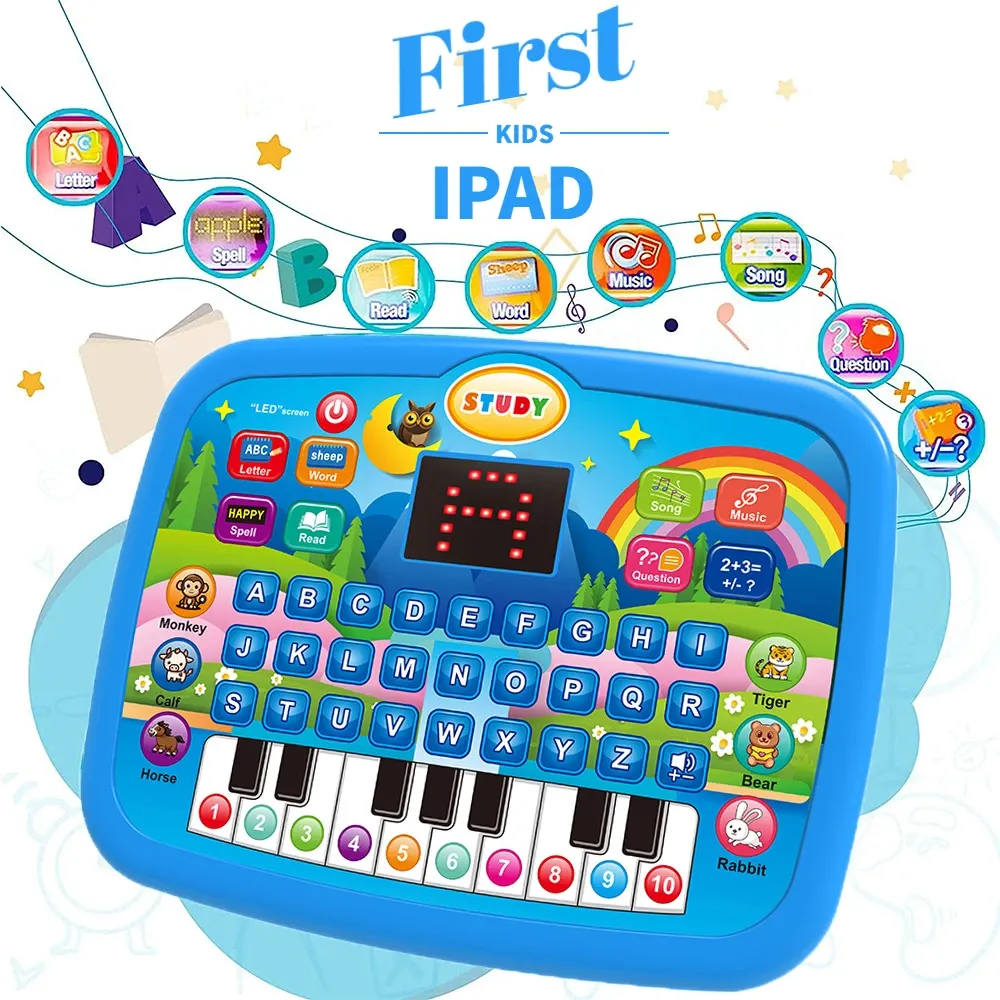 Tablette éducative pour enfants dès 3 ans, apprentissage de la musique et des mathématiques, double clavier électronique 7