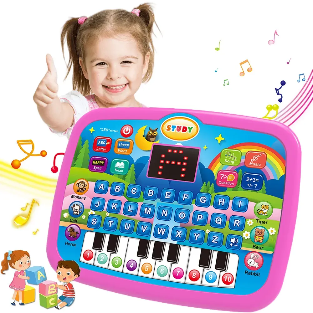 Tablette éducative pour enfants dès 3 ans, apprentissage de la musique et des mathématiques, double clavier électronique 8