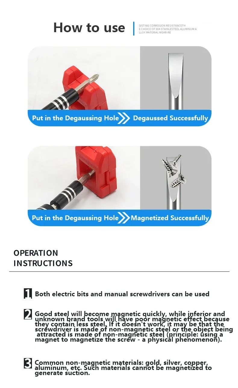 Mini tournevis démagnétiseur, finition du boîtier