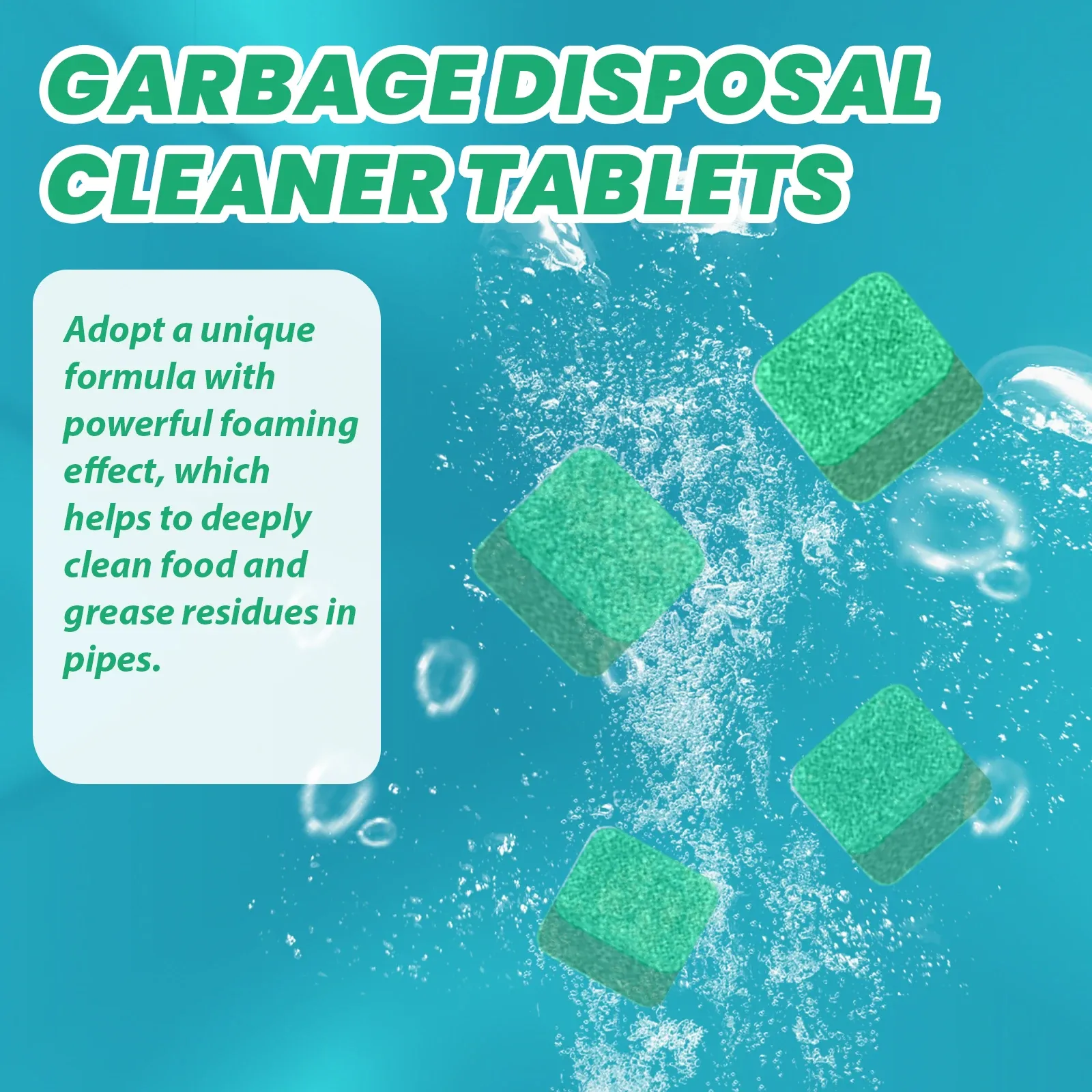 Nettoyant pour broyeur de déchets, lot de 12 comprimés moussants désodorisants pour évier et canalisations, prévient les odeurs et les bouchons, compatible avec tous types de broyeurs 4