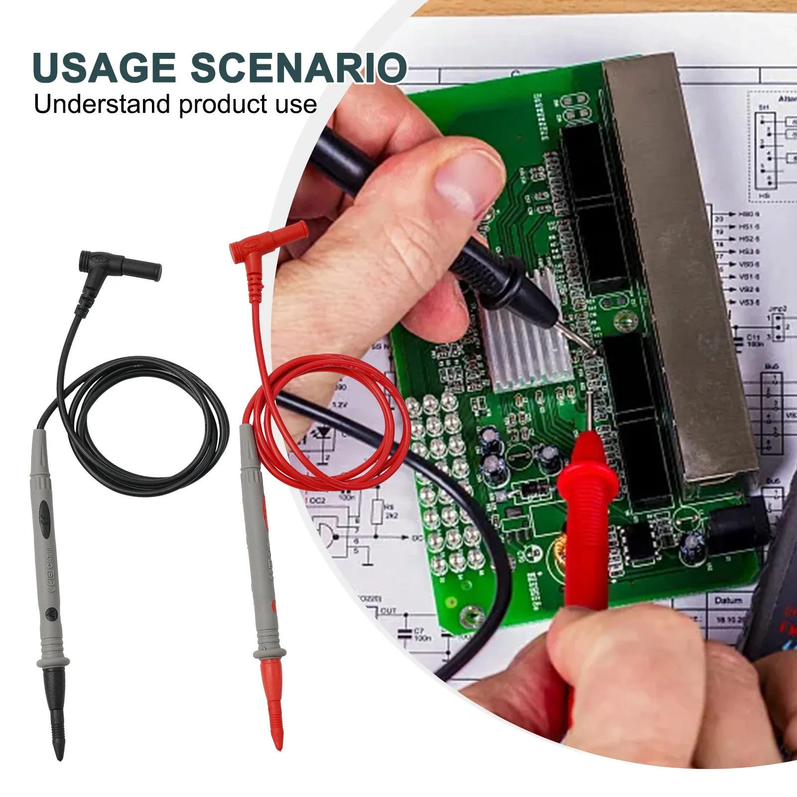 Kit de sondes de test pour multimètre 20 A 1000 V, pointes de mesure, câbles-stylos numériques, kit de testeur de tension pour multimètre en PVC 6