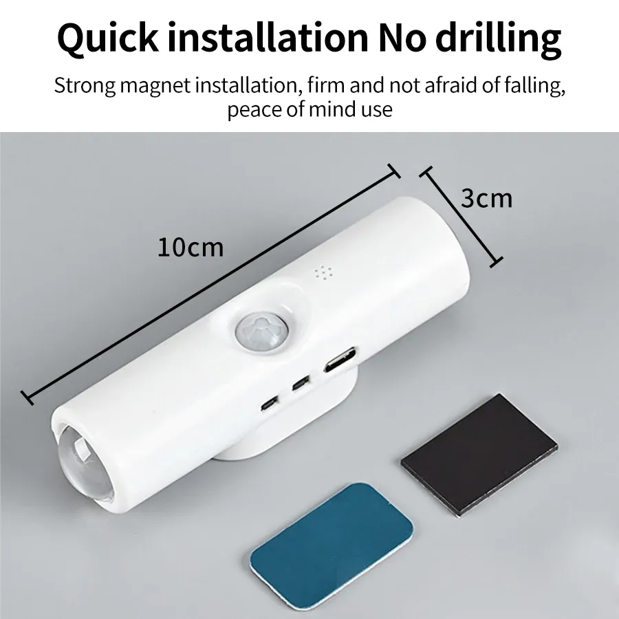 Lampe murale LED sans fil à détecteur de mouvement, magnétique et rechargeable, pour chambre, couloir et escalier 6