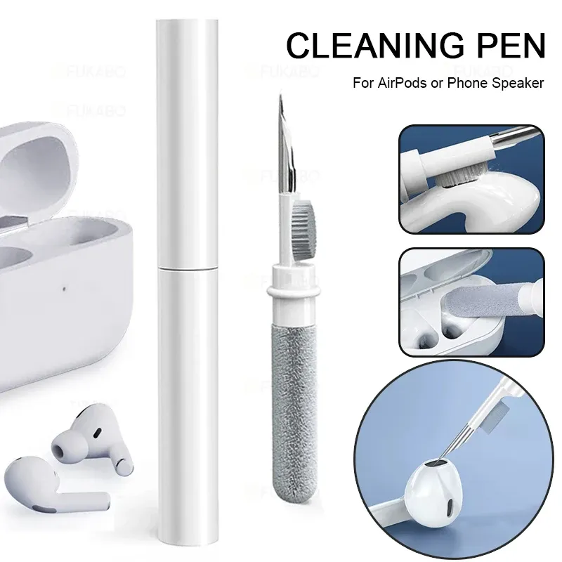 Kit de nettoyage 3 en 1 pour écouteurs avec brosse douce, compatible écouteurs sans fil, étui de recharge et stylo 2
