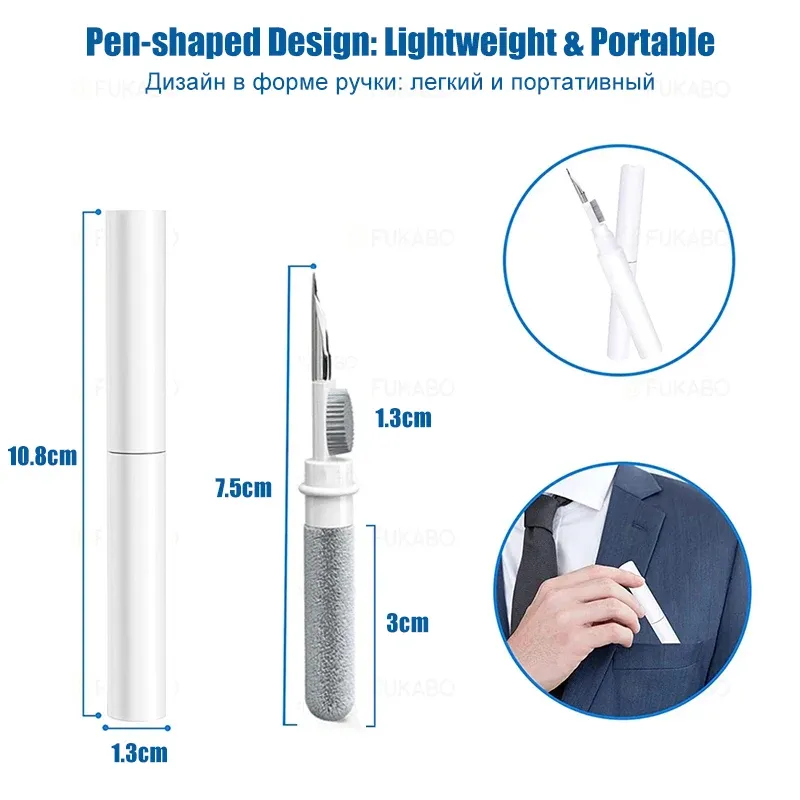Kit de nettoyage 3 en 1 pour écouteurs avec brosse douce, compatible écouteurs sans fil, étui de recharge et stylo 4