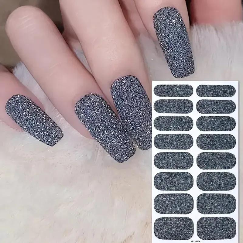 8 feuilles de bandes de gel auto-adhésives à paillettes roses pour ongles, couverture complète, kit de manucure à domicile pour femmes 5