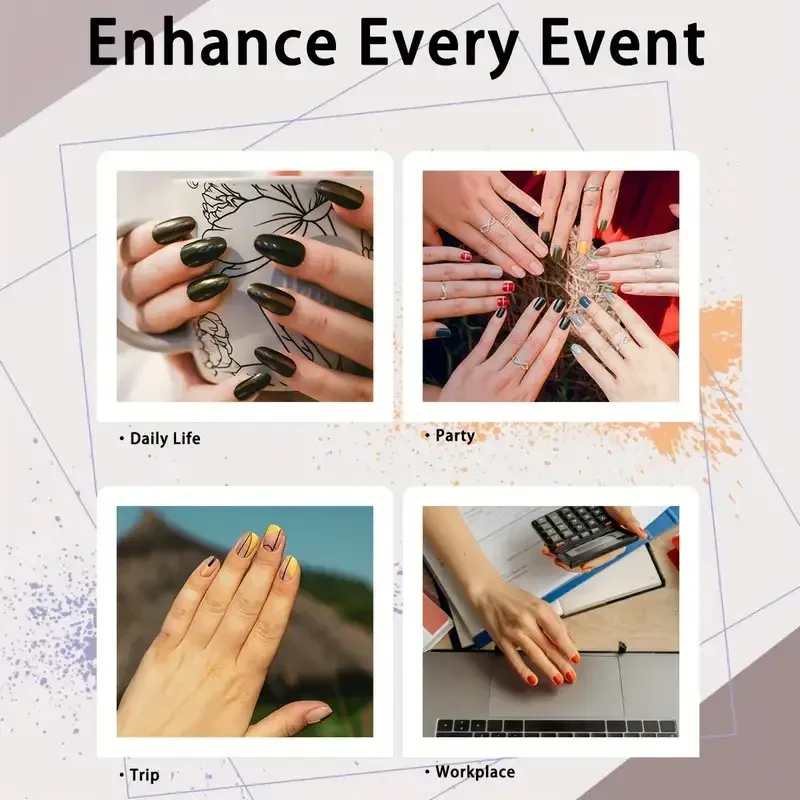 Bandes de vernis à ongles en situation, manucure à domicile