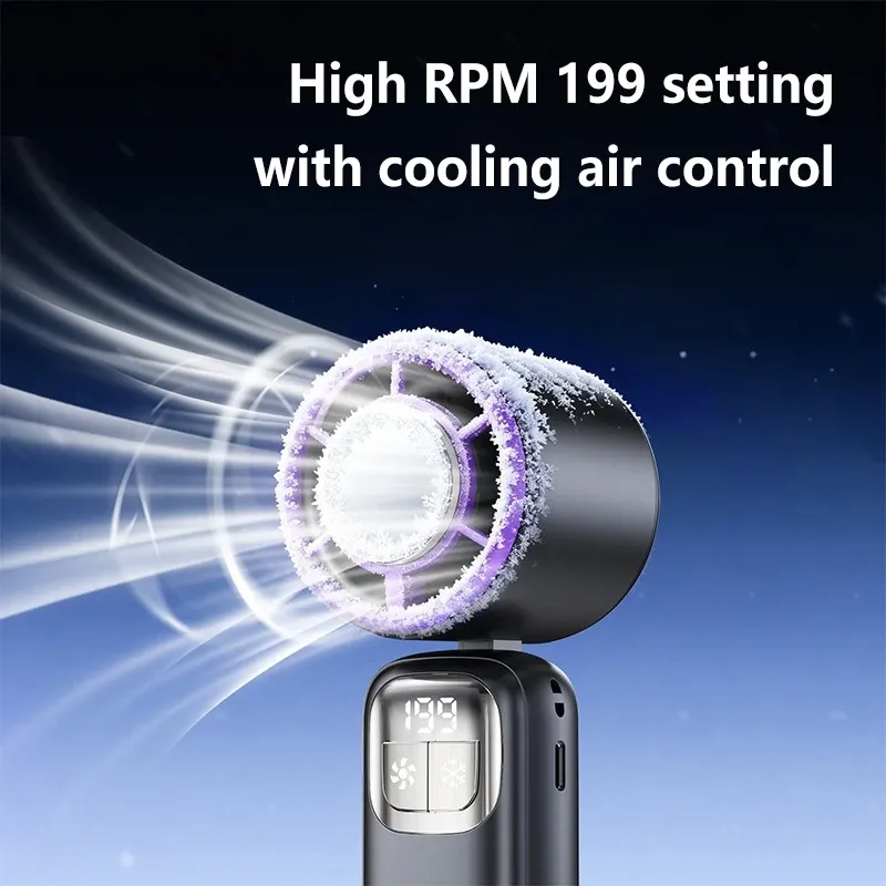 Ventilateur portable Lenovo rechargeable USB, moteur sans balais, 199 vitesses, pour voyages et bureau 5