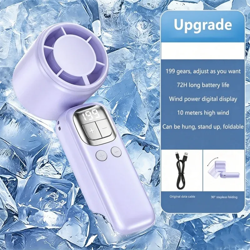 Ventilateur portable Lenovo rechargeable USB, moteur sans balais, 199 vitesses, pour voyages et bureau 9