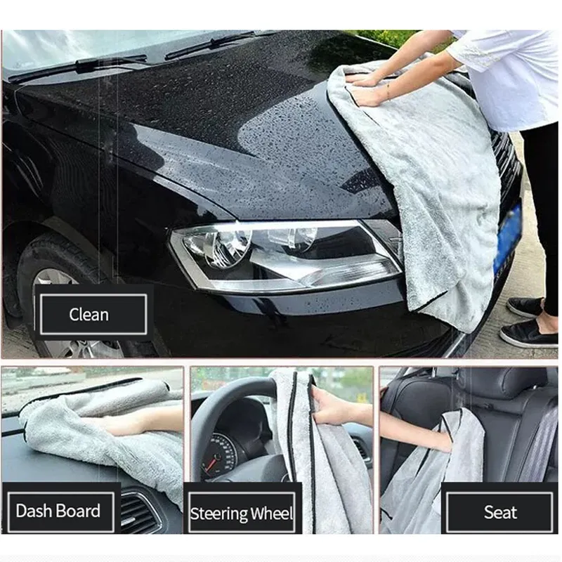 SEAMETAL Serviette de lavage pour voiture en microfibre, serviette de nettoyage ultra douce et très absorbante pour le séchage et le détaillage automobile 6