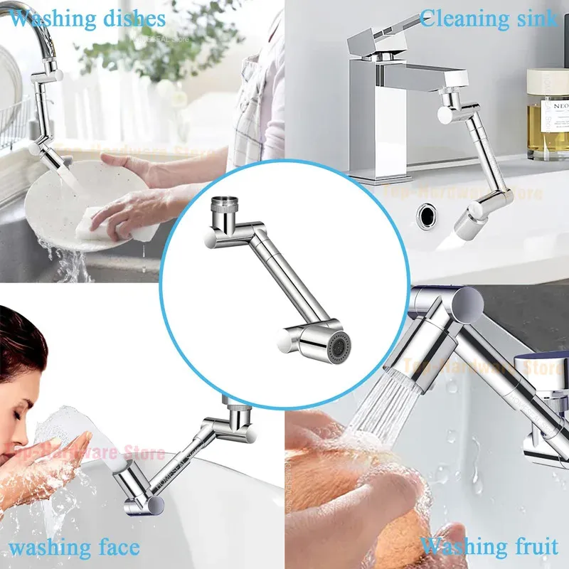 Robinet rotatif 1440° pour salle de bains et cuisine, aérateur anti-éclaboussures économiseur d'eau 2