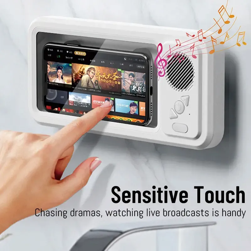 Étui étanche pour téléphone avec haut-parleur Bluetooth et support mural, anti-buée, pour salle de bain et douche - Image 1