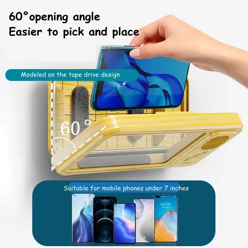 Étui étanche pour téléphone avec haut-parleur Bluetooth et support mural, anti-buée, pour salle de bain et douche 2