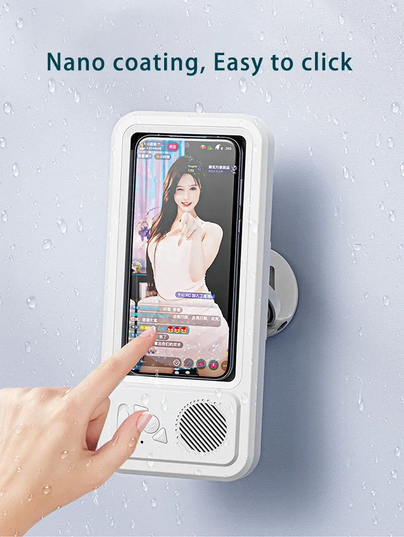Support téléphone en utilisation dans la douche