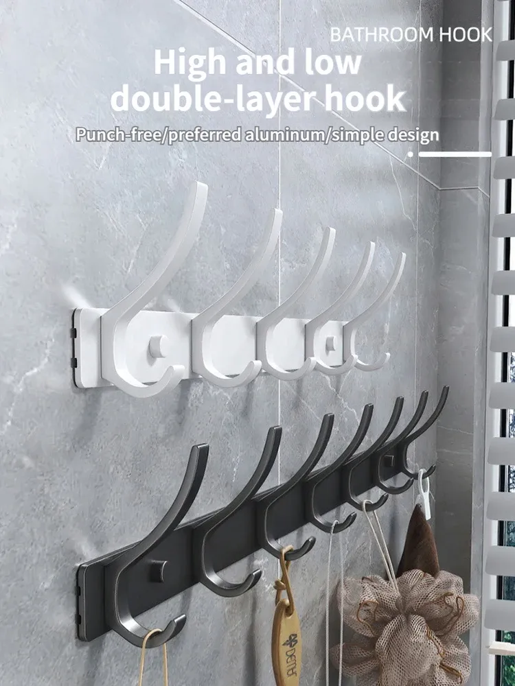 Porte-manteau mural sans perçage pour porte, organisateur de rangement pour chambre et cuisine 3