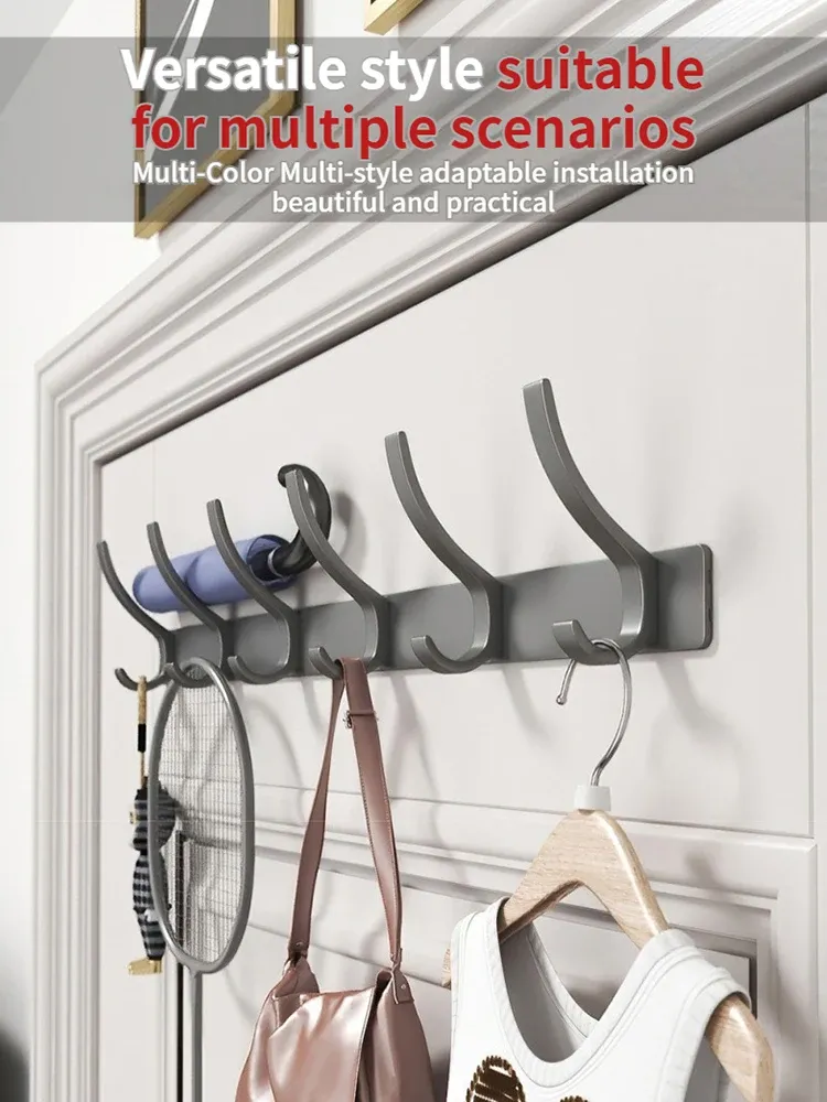 Porte-manteau mural sans perçage pour porte, organisateur de rangement pour chambre et cuisine 4