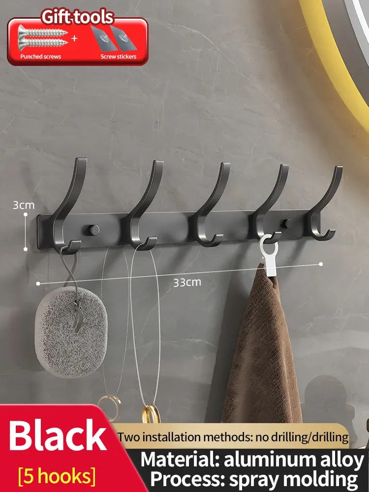 Porte-manteau mural sans perçage pour porte, organisateur de rangement pour chambre et cuisine 10