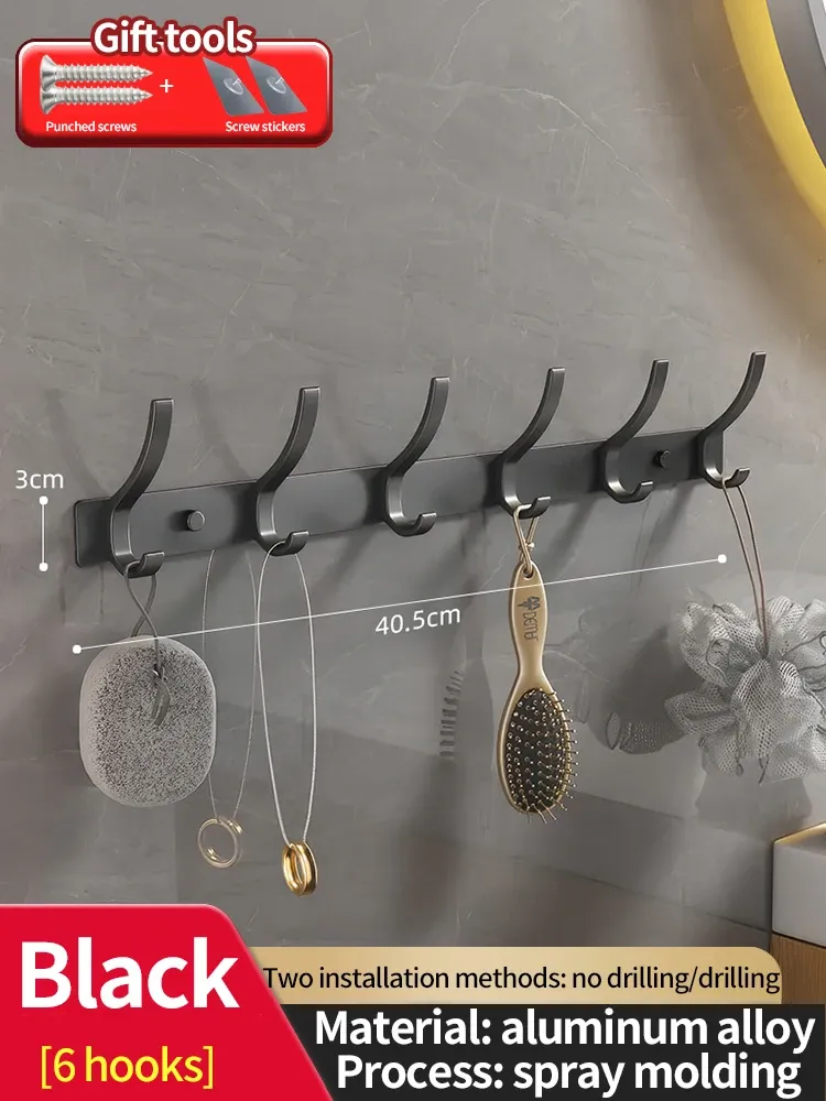Porte-manteau mural sans perçage pour porte, organisateur de rangement pour chambre et cuisine 9