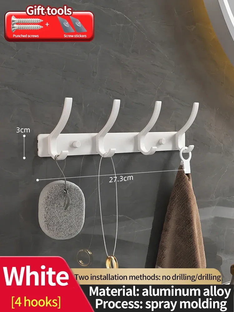 Porte-manteau mural sans perçage pour porte, organisateur de rangement pour chambre et cuisine 14